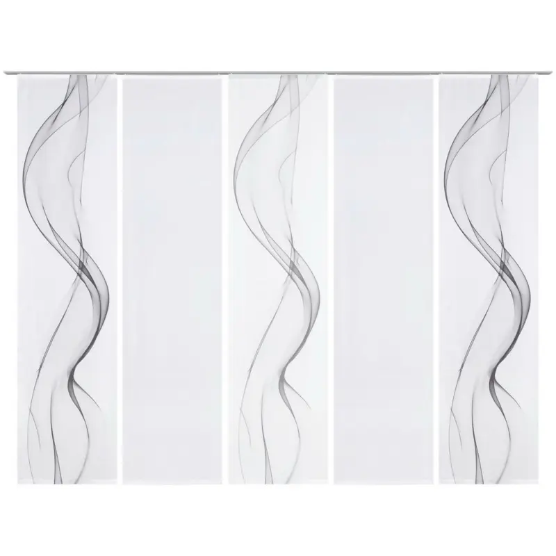 Flächenvorhang in Grau, Weiß halbtransparent