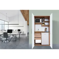 Schrankk&uuml;che in Wei&szlig;, Eichefarben