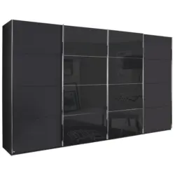 Schwebetürenschrank in Graphitfarben, Schwarz