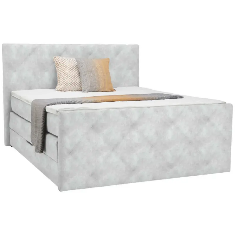 Boxspringbett 160/200 cm in Hellgrau
