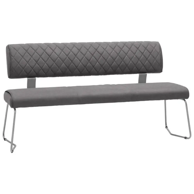 Sitzbank in Metall, Textil Edelstahlfarben, Dunkelgrau