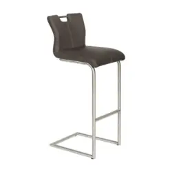 Barhocker in Metall, Textil Braun, Edelstahlfarben