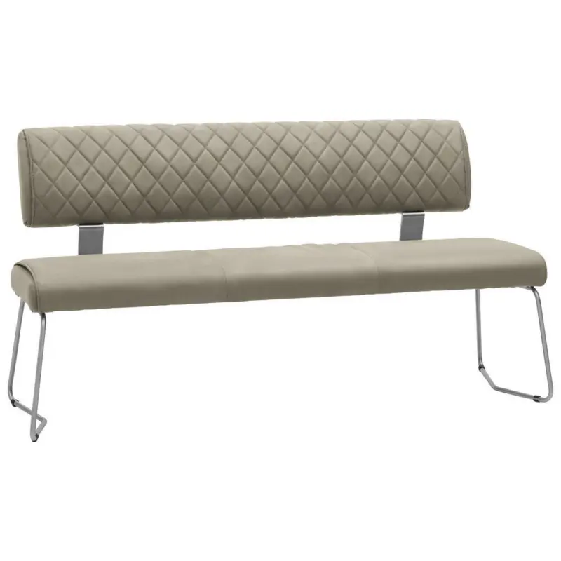 Sitzbank in Metall, Textil Taupe, Edelstahlfarben