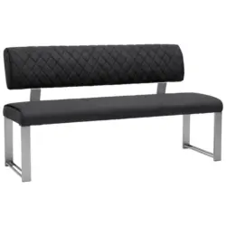 Sitzbank 160/87,5/62 cm in Schwarz, Edelstahlfarben