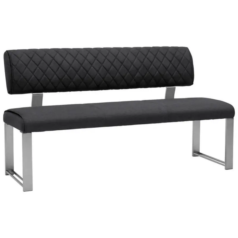 Sitzbank 160/87,5/62 cm in Schwarz, Edelstahlfarben