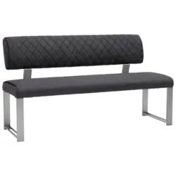 Sitzbank 180/87,5/62 cm in Schwarz, Edelstahlfarben