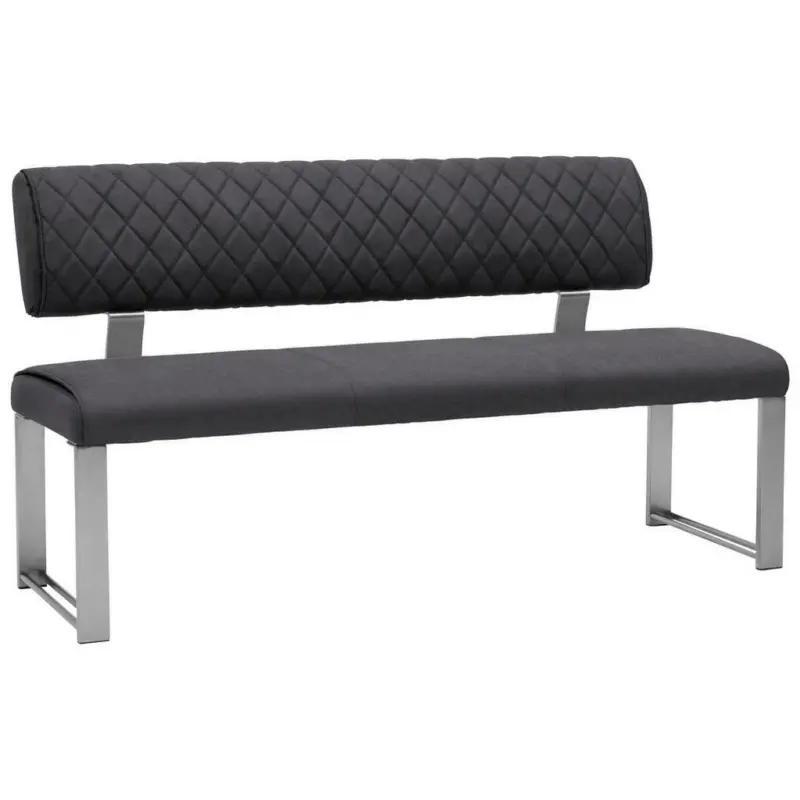 Sitzbank 180/87,5/62 cm in Schwarz, Edelstahlfarben
