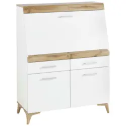 Sekretär in Weiß, Eichefarben