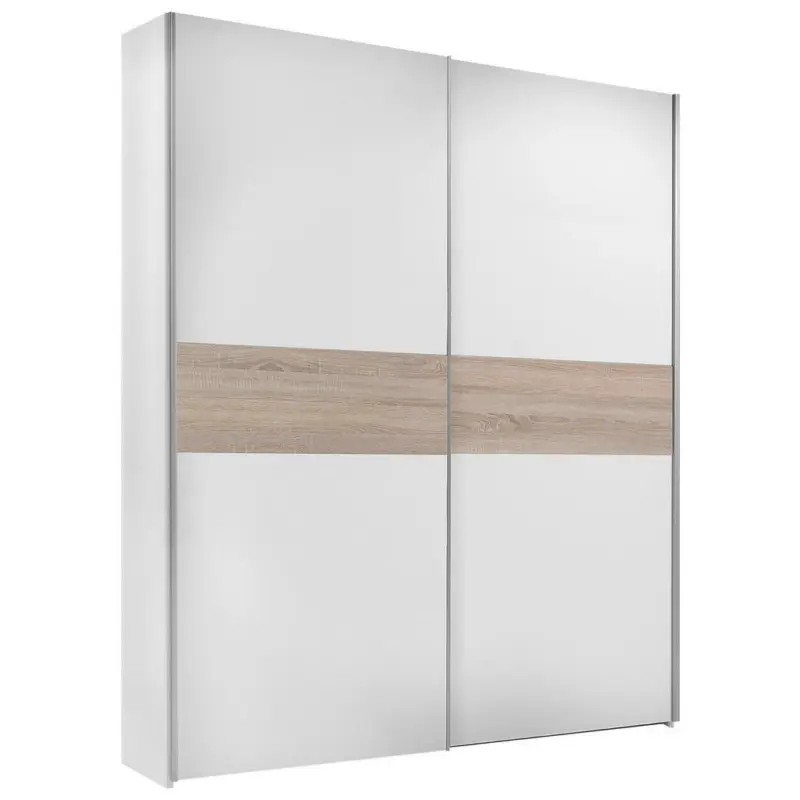 Schwebetürenschrank in Weiß, Sonoma Eiche