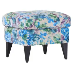 Hocker in Holz, Textil Blau, Grün, Lila, Schwarz, Beige