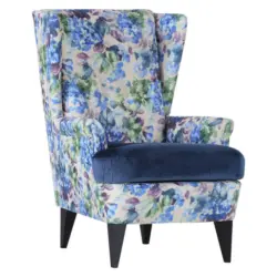 Ohrensessel in Velours Blau, Grün, Lila, Beige