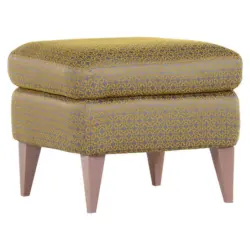 Hocker in Holz, Textil Gelb, Grau, Eichefarben