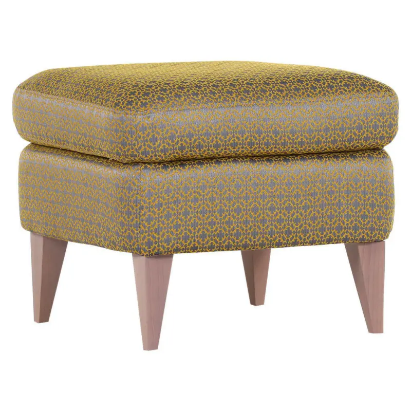 Hocker in Holz, Textil Gelb, Grau, Eichefarben