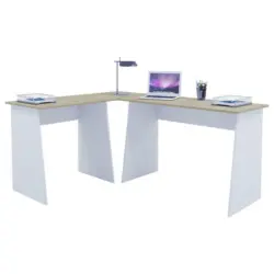 Eckschreibtisch 105/135/74 cm in Weiß, Sonoma Eiche