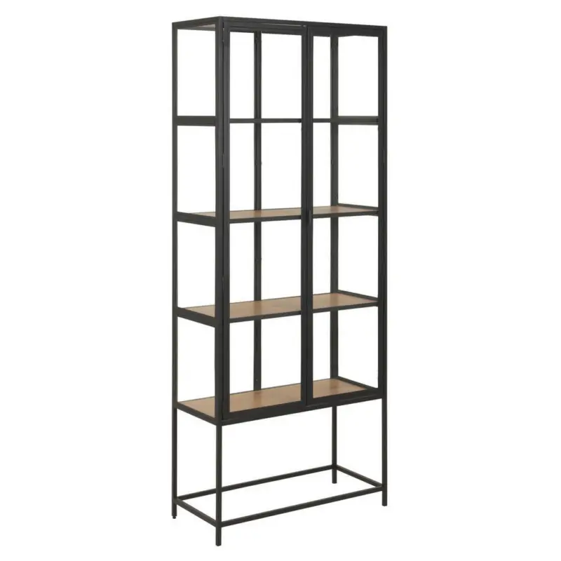 Vitrine in Schwarz, Eichefarben