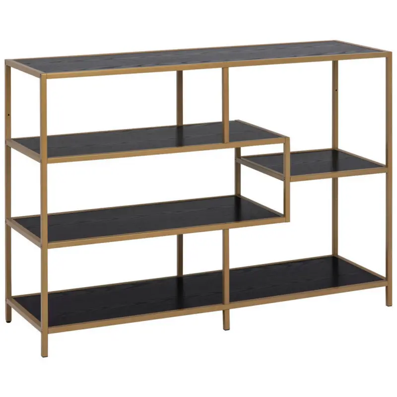 Regal 114/78/35 cm Schwarz, Goldfarben