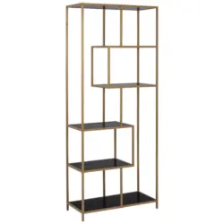 Regal 77/185/35 cm Schwarz, Goldfarben