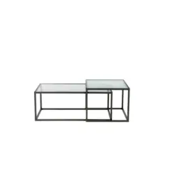 Couchtischset in Metall, Glas 90/50/50 cm