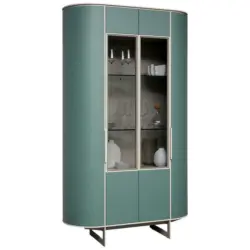 Vitrine in Türkis, Beige