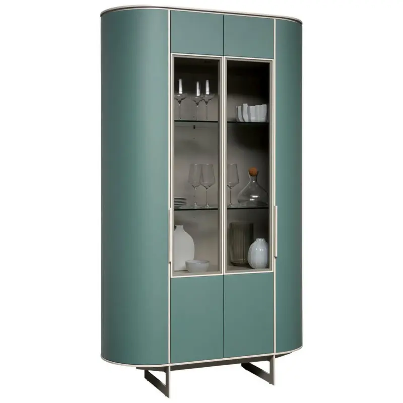 Vitrine in Türkis, Beige