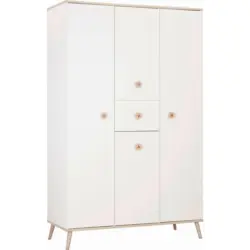 Drehtürenschrank in Weiß, Eichefarben