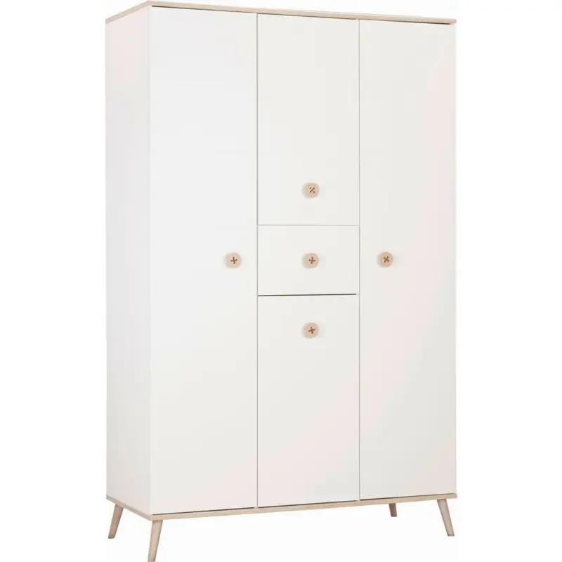 Drehtürenschrank in Weiß, Eichefarben