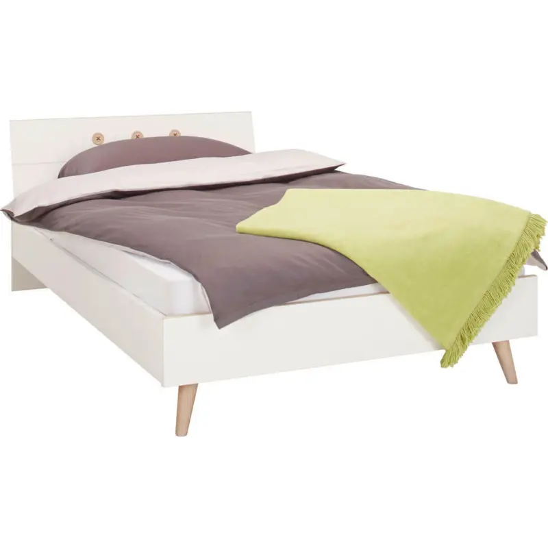 Bett 120/200 cm in Weiß, Eichefarben