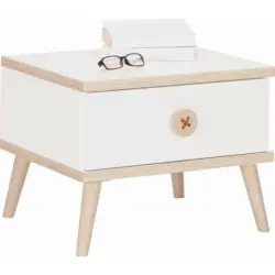 Nachtkästchen in Weiß, Eichefarben