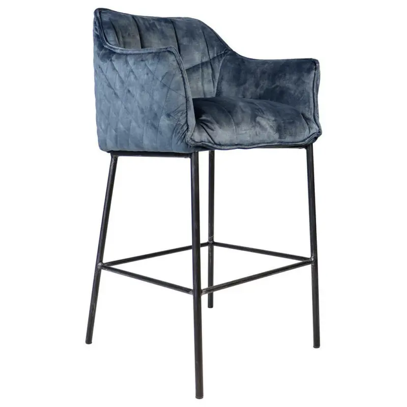 Barhocker in Textil Blau, Schwarz