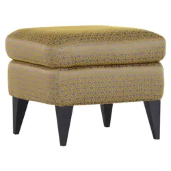 Hocker in Holz, Textil Gelb, Grau, Eichefarben