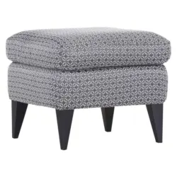 Hocker in Holz, Textil Grau, Schwarz, Weiß