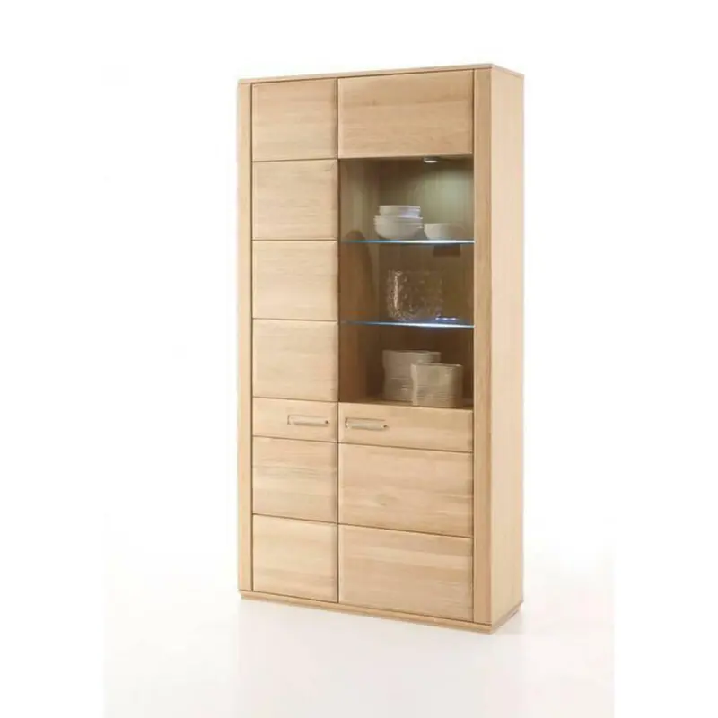 Vitrinenkombination in furniert, teilmassiv Eiche Eichefarben