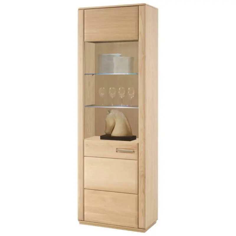 Vitrine in furniert, teilmassiv Eiche Eichefarben
