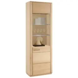 Vitrine in furniert, teilmassiv Eiche Eichefarben