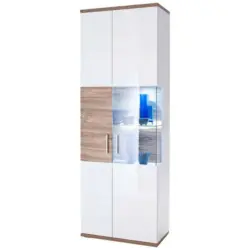 Vitrine in Weiß, Eichefarben