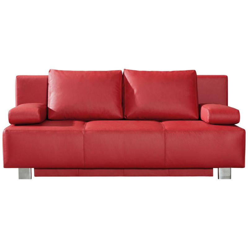 Schlafsofa in Echtleder Rot