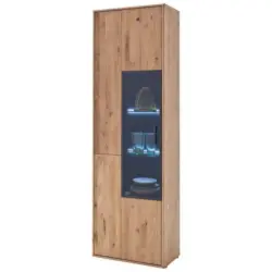 Vitrine in furniert, massiv Asteiche Eichefarben