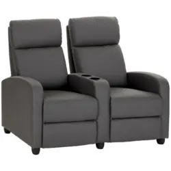 Heimkino-Sofa in Lederlook Grau