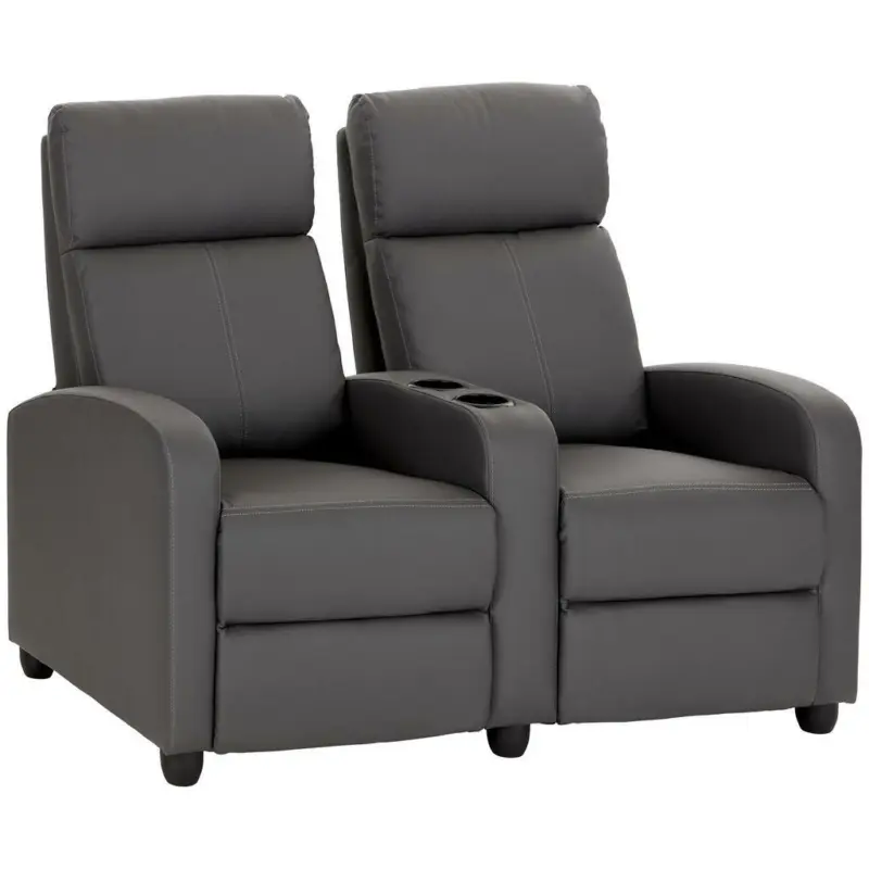 Heimkino-Sofa in Lederlook Grau