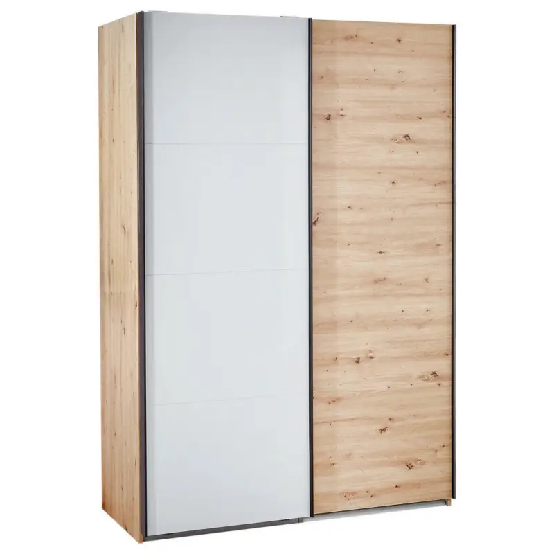 Schwebetürenschrank in Grau, Eichefarben