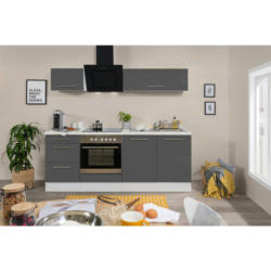 Küchenblock 210 cm in Grau, Weiß