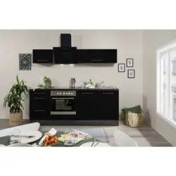 Küchenblock 210 cm in Grau, Schwarz