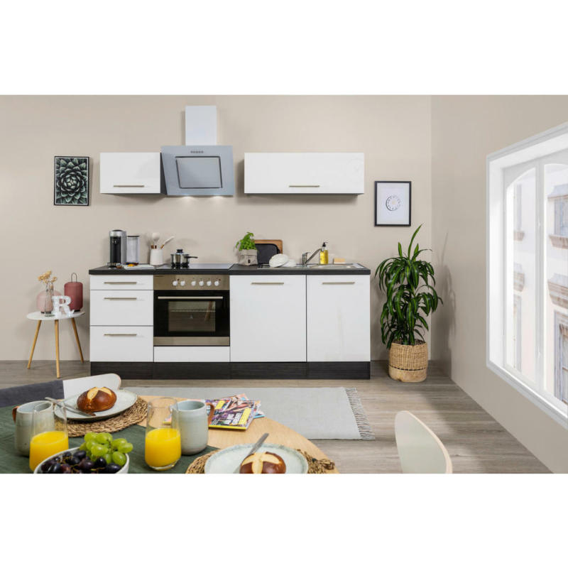 Küchenblock 220 cm in Grau, Weiß