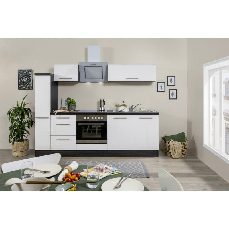 Küchenblock 240 cm in Grau, Weiß