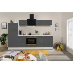 Küchenblock 270 cm in Grau, Weiß