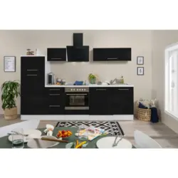 Küchenblock 280 cm in Schwarz, Weiß