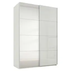 Schwebetürenschrank in Grau, Weiß