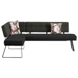 Eckbank 169/225 cm in Schwarz, Dunkelbraun