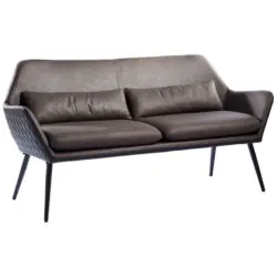 Sitzbank in Metall, Textil Braun, Schwarz