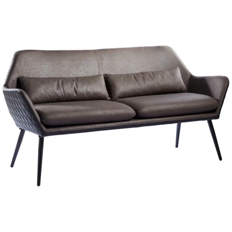 Sitzbank in Metall, Textil Braun, Schwarz